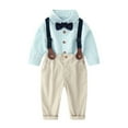 thumbnail image 1 of Gubotare Baby Suits Baby Boy Clothes Suits Toddler Dress Shirt With Bowtie Suspender Pants Outfit Sets Gentleman Wedding 18 24 Months,(Green 18-24 Months), 1 of 2