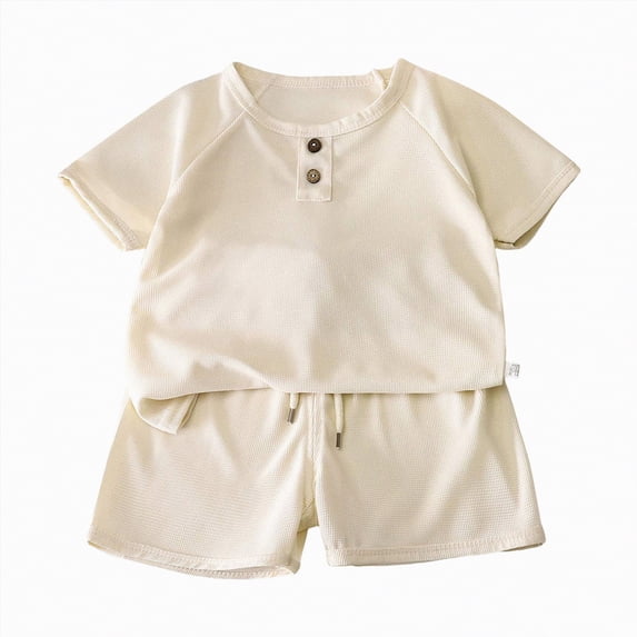 Gubotare Baby Summer Clothes Boy Toddler Baby Boy Summer Clothes Short Sleeve T Shirt & Shorts Sets with Pockets 2 Piece Outfit 18 24 Months (White,18-24 Months)
