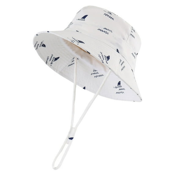 Gubotare Baby Sun Hats Girl Kids Sun Hat Adjustable Fishing Hat for Boys Grils Breathable UPF 50+ Protection Outdoor Beach Hat with Neck Flap (White,Size 6-12 Months)