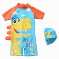thumbnail image 1 of Gubotare Baby Swimsuit Boy with Hat Toddler Baby Boy Sunsuit One Piece Swimsuit Boys Beach Summer Clothes 5t 6t (Light Yellow,5-6 Years), 1 of 5