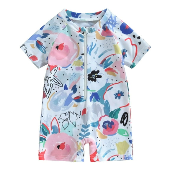 Gubotare Boys Toddler Swimsuit Baby Toddler Boys Rash Guard Sunsuits for Boys One Piece Swimsuits UPF 50+ Short Sleeve Bathing Suits Beachwear,Sky Blue 18-24 Months