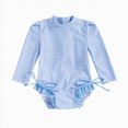 thumbnail image 1 of Gubotare Baby Swimsuit Girl with Hat Girls Rash Guard Long Sleeve One Piece Swimsuits Zipper Bathing Suits UPF 50+ Sun Protection 3T 4T (Light Blue,3-4 Years), 1 of 3