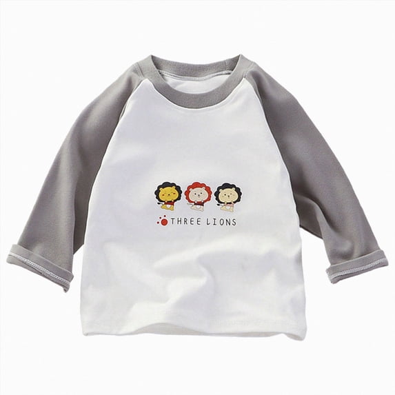 Gubotare Baby T Shirts for Boys Boys' Long Sleeve Tees Tagless Crewneck Cotton Soft Shirts 3T 4T (Grey,3-4 Years)