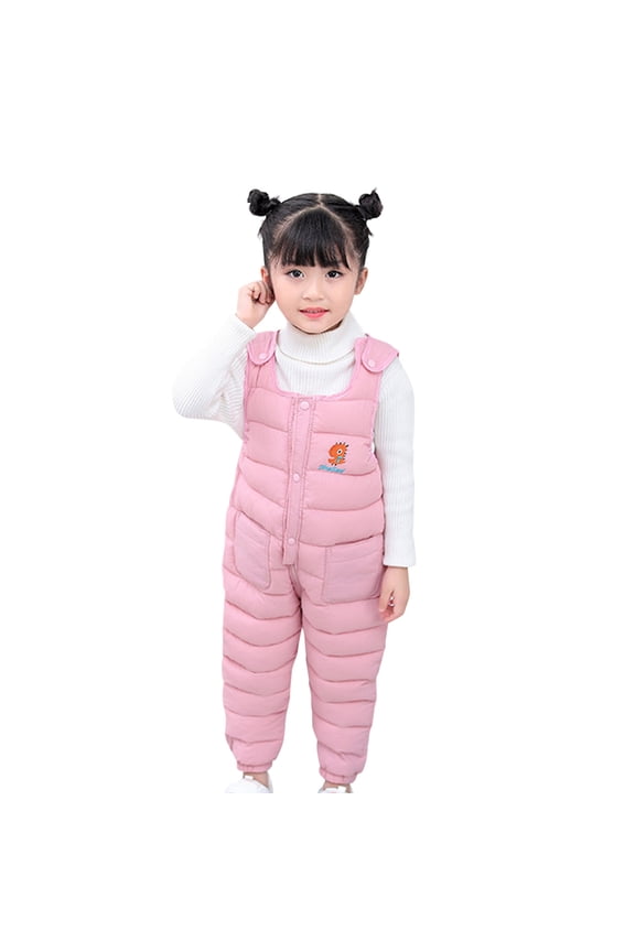 Baby Toddlers Snow Bib Overalls Snowsuit Winter Warm Down Pants Thicken Windproof Water-Resistant Ski Pants Size 2T 3T (Pink,2-3 Years)