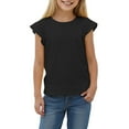 thumbnail image 1 of Gubotare Baby Tshirt Toddler Girl T-Shirts Ruffle Short Sleeve Baby Girls Top Basic Solid Ribbed Knite Casual Tees for Little Kid Size 1T 2T (Black,1-2 Years), 1 of 4
