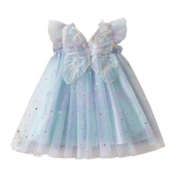 Gubotare Baby Tutu Dress Toddler Girls Lace Bowknot Dresses Baby Embroidery Gown Dress with Headwear (Light Blue,Size 1-2 Years)