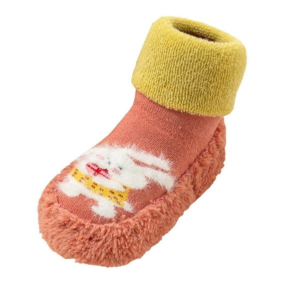 Gubotare Baby Walking Shoes for Girls Shoes Toddler Indoor Walkers Baby Cute Animals First Casual Socks Elastic Baby Shoes,Orange 6-12 Months
