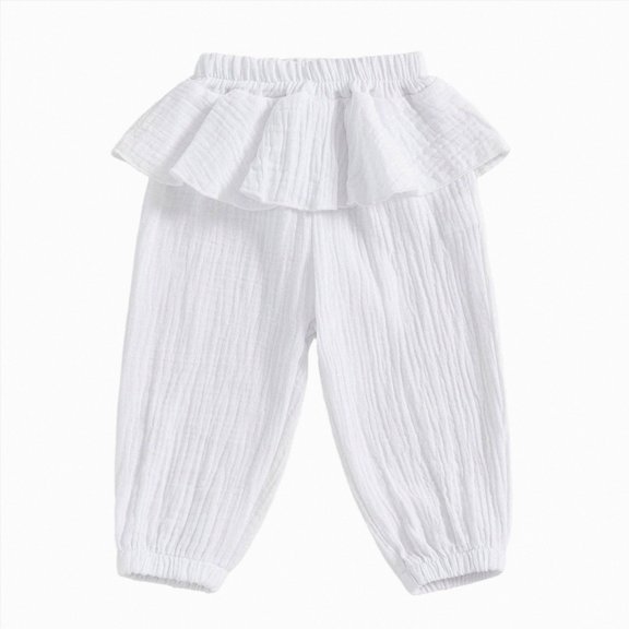 Gubotare Baby Wide Leg Pants Toddler Girl Flare Pants Baby Girls Cotton Leggings Bell Bottoms Clothes 12 18 Months (White,12-18 Months)