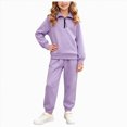 thumbnail image 1 of Gubotare Back To School Outfits for Girls Girls Clothes 2 Piece Outfit Top + Cargo Pants, Fall Clothing Set Size 11-12 (Purple,11-12 Years), 1 of 7