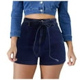 thumbnail image 1 of Gubotare Baggy Denim Shorts Women Women's Casual Ripped Denim Shorts High Rise Distressed Rolled Hem Jeans Shorts (Dark Blue,Size XL), 1 of 7