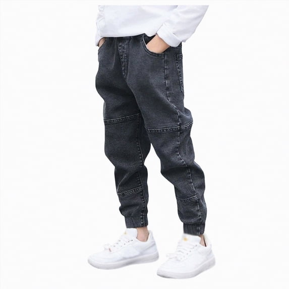 Gubotare Baggy Jeans Little Kids Boys Little Kid Jeans, Little Boys Elastic Waist Denim Pants Size 6-7 (Dark Gray,6-7 Years)