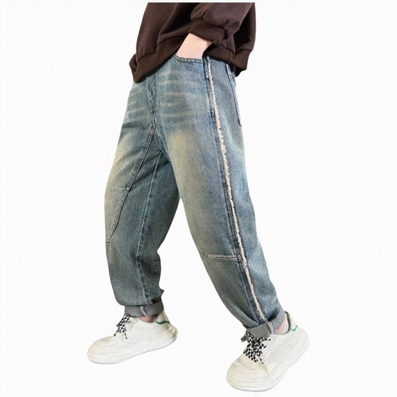 Gubotare Baggy Jeans for Boys Kids Boys' Stretch Skinny Fit Denim Jean, Zipper Fly & Button Closure Size 9-10 (Navy,9-10 Years)