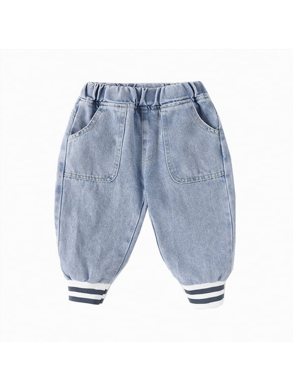 Baggy Jeans for Boys Kids Toddler Elastic Waist Fashion Jeans Little Boys' Stretch Jogger Denim Pants 12 18 Months (Light Blue,12-18 Months)