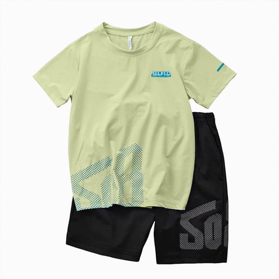 Gubotare Basketball Set Kids Mesh Jersey Athletic Tank Top and Basketball Shorts Outfit Set Toddler to Little Kid 4T 5T (Green,4-5 Years)