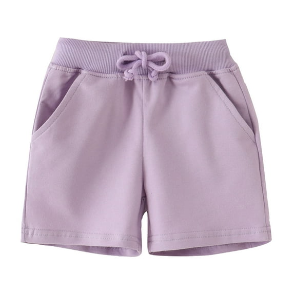 Gubotare Basketball Shorts for Toddler Boys Toddler Baby Boys Girls Athletic Shorts Cotton Soild Color with Drawstring (Light Purple,Size 5-6 Years)