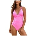 thumbnail image 1 of Gubotare Bathing Suit for Women Women's One Piece Swimsuit Ruffle Cutout Bathing Suits Tummy Control V Neck Wrap Swimwear (Pink,XL), 1 of 9