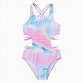 thumbnail image 1 of Gubotare Bathing Suits for Girls One Piece Girls 1 Piece Swimsuit Cut Out Swimwear Summer Casual Tie Dye Beach Sport Bathing Size 11-12 (Pink,11-12 Years), 1 of 8