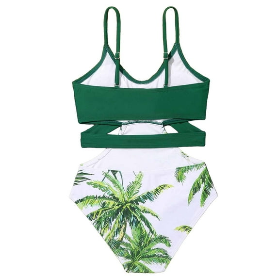 Gubotare Bathing Suits for Teens Little Girls One Piece Swimsuit Ruffle Sling Swimwear Size 12-13T (Green,12-13 Years)