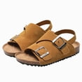 thumbnail image 1 of Gubotare Beach Sandals for Kids Kids Toddler Sandals Boys Girls Footbed Sandal Comfort Double Buckle Slip On Slippers with Adjustable Back Strap Size 10.5 (Brown,10.5 Little Kid), 1 of 9