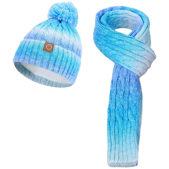 Gubotare Beanie and Scarf Set, Winter Hat and Scarf Combo, Warm Knit Accessories for Cold Weather (Blue,One Size)