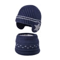 thumbnail image 1 of Gubotare Beanie and Scarf Set, Winter Hat and Scarf Combo, Warm Knit Accessories for Cold Weather (Navy,One Size), 1 of 4