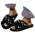 thumbnail image 1 of Gubotare Bed Slippers for Women Women's Comfort House Slippers Memory Foam Cozy Warm Bedroom Shoes Furry Slip on Slippers Indoor Outdoor Non Slip Size 7.5 (Black,7.5), 1 of 8