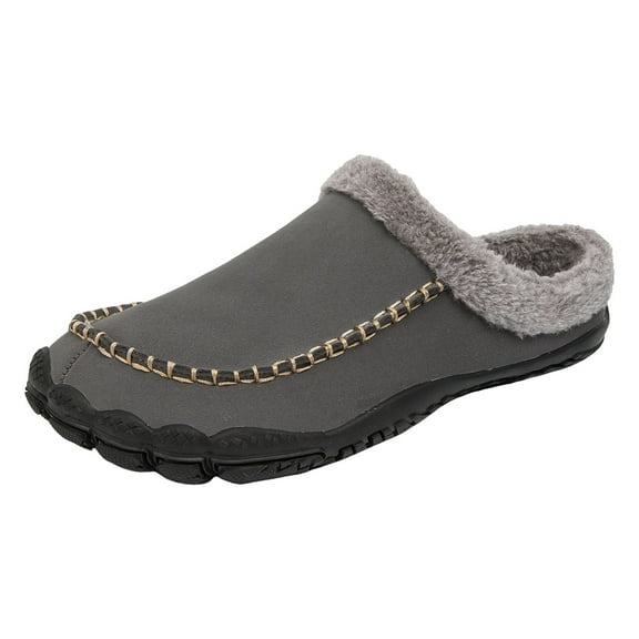 Gubotare Bedroom Slippers for Men Men's Slippers Felt Warm Bedroom House Shoes Slip-On Memory Foam Slippers for Indoor Outdoor Size 7.5 (Light Gray,7.5)