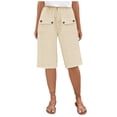 thumbnail image 1 of Gubotare Bermuda Shorts for Women Knee Length Lux Comfort with Flex-to-go Cargo Short,Beige XXXL, 1 of 5