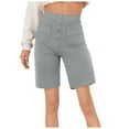 thumbnail image 1 of Gubotare Bermuda Shorts for Women Roll Up Pleated Zippered Wrap Hem Wide Leg Shorts with Pock,Gray XL, 1 of 5