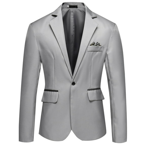 Gubotare Big And Tall Jacket Casual Small Suit With Slit Wedding Banquet Men's Suit Jacket (Gray, XXXL)