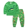 thumbnail image 1 of Gubotare Big Boys Pajamas Toddler Boys' Cotton Pajamas - Long Sleeve & Pants Set with Fun Patterns Size 3T (Green,3 Years), 1 of 2
