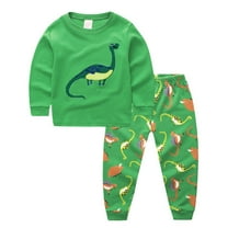 Gubotare Big Boys Pajamas Toddler Boys' Cotton Pajamas - Long Sleeve & Pants Set with Fun Patterns Size 3T (Green,3 Years)