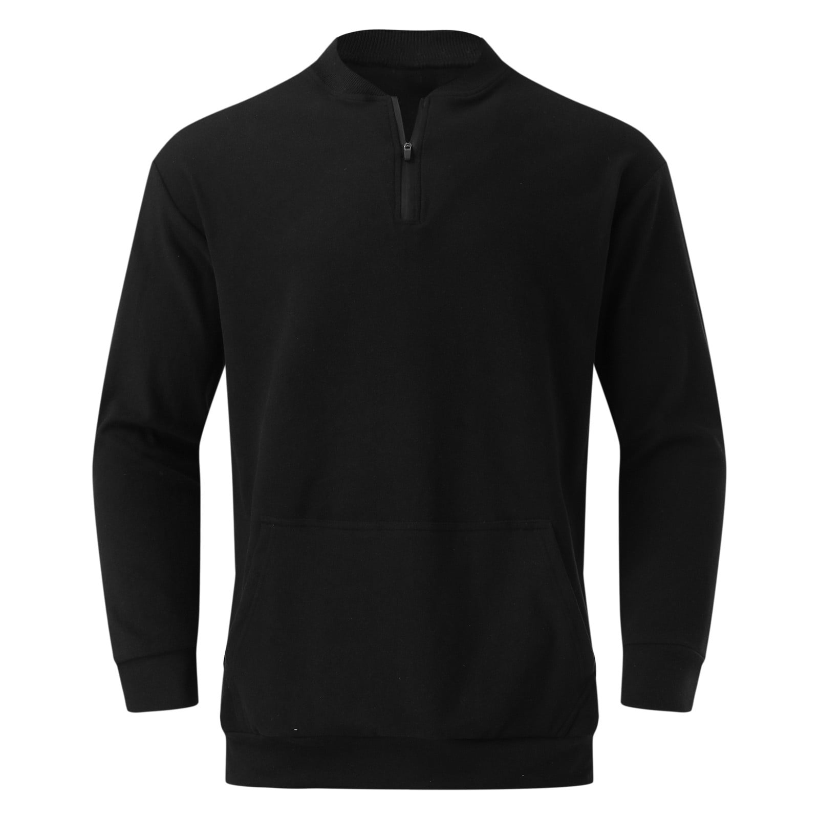 Gubotare Big Mens Sweatshirts Hoodless Half Zipper Sweatshirt Long