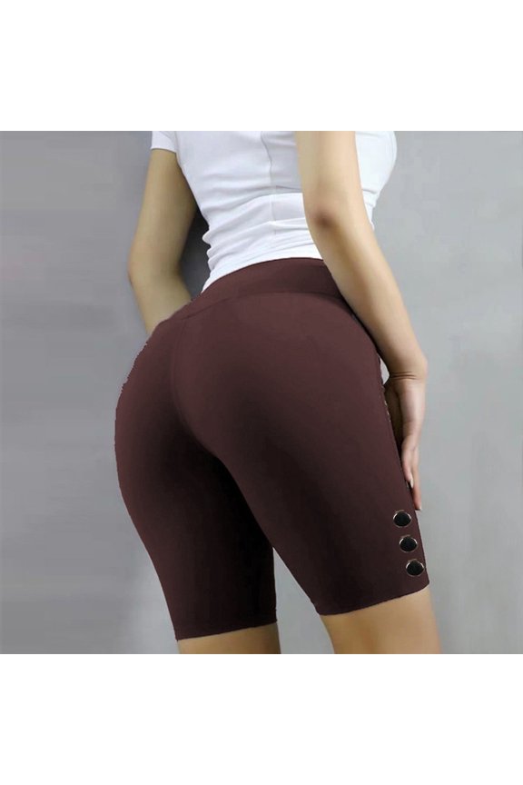Biker Shorts Women Womens High Waisted Shorts Running Shorts Workout Quick Dry Flowy Shorts with Pocket,Coffee 3XL