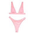 thumbnail image 1 of "Gubotare Bikinis For Women High Waisted Swimsuits for Women Scalloped Bikini Sets Back Lace-Up Tankini Sets Tummy Control,Pink XL", 1 of 5