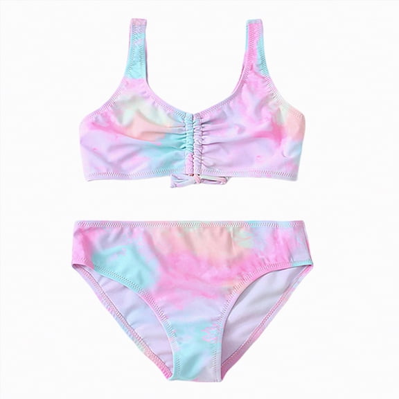 Gubotare Bikinis for Teen Girls Girls Swimsuit 2 Piece Bathing Suits Flounce Bikini Tankini Set Beach SwimwearSize 15-16 (Pink,15-16 Years)