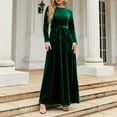 thumbnail image 1 of Gubotare Birthday Dress Women's Long Sleeve Lapel V Neck Button Down Satin Dresses Elegant Ruched Casual Fall Maxi Shirt Dress with Belt,Green XXL, 1 of 5