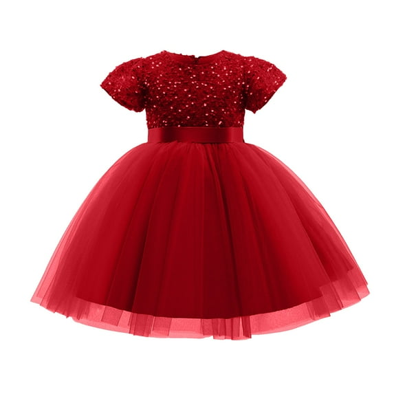 Gubotare Birthday Dress for Girls Little Toddler Girl Outfit Puffy Sleeve Heart Dress Cute Princess Dresses Spring Clothes (Red,Size 4-5 Years)