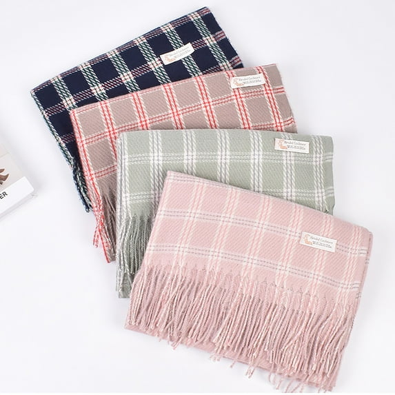 Gubotare Blanket Scarf Womens Winter Warm Plaid Scarfs Fall Winter Thick Scarf Warm Shawl Women (Pink,One Size)