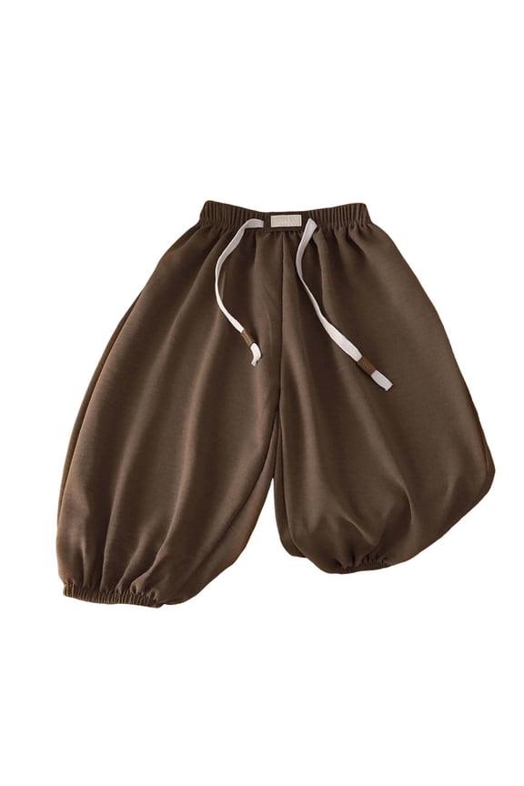 Bloomers Pants for Boys Girls Baggy Pants for Kids Solid High Waisted Pull On Joggers Casual Harem Pants Wide Leg Trousers Size 1T-8T (Brown,Sizes 2-3 Years)