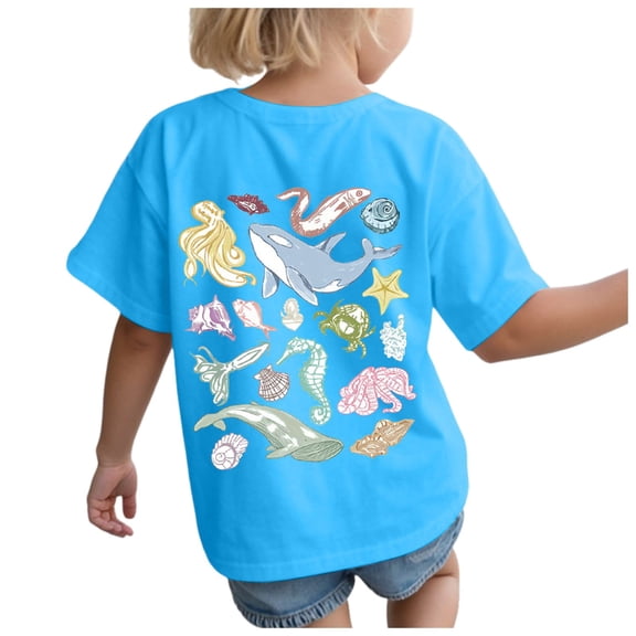 Gubotare Blouses for Girls Girls' T Shirt Short Sleeve Basic Tee Shirt Casual Daily T Shirts Tee (Sky Blue,Size 9-10 Years)