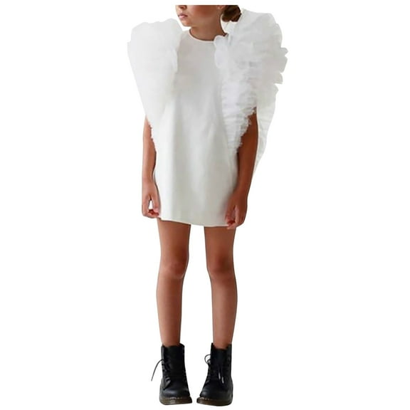 Gubotare Boho Dress for Girls Baby Toddler Girls Dress Clothes Spring Summer Short Sleeve Casual Sundress Outfits Clothing Pink Butterfly Size 18-24 Months (White,18-24 Months)