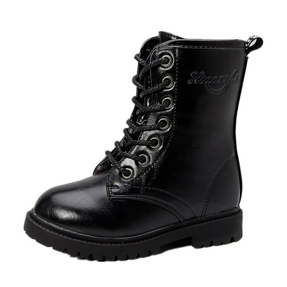 Gubotare Boots for Girls Girls Ankle Boots Kids Ankle Booties Bow Side Zipper Low Heel Outdoor Warm Shoes for Little Kids/Big Kids Size 11 (Black,Little Kids 11)