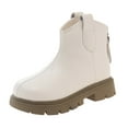 thumbnail image 1 of Gubotare Boots Kids Girls Toddler Bow knot Ankle Boots Low Chunky Heel Side Zipper Cute Dress Booties Little Big Kid Size 3.5 (White,Big Kids 3.5), 1 of 9