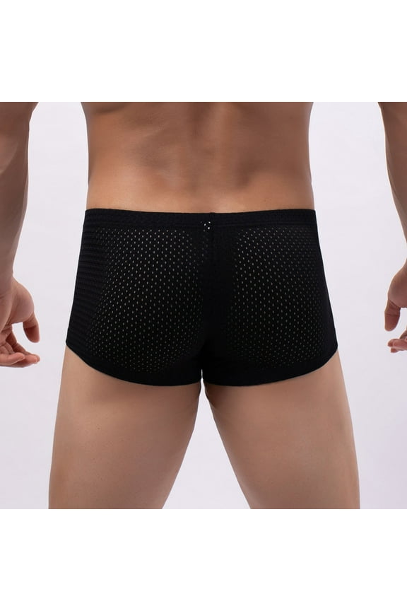 Boxer Brief For Men Mens Breathable Underwear Cotton Boxer Briefs For Men Pack Elastic Soft Trunks,Black XXL
