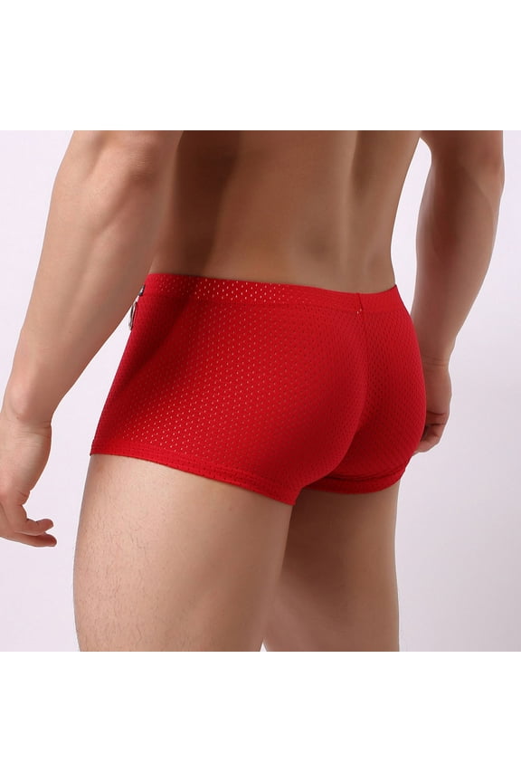 Boxer Briefs For Men Men's Boxer Briefs Underwear Dual Pouch Quick Dry Polyamide Sports Underwear,Red M