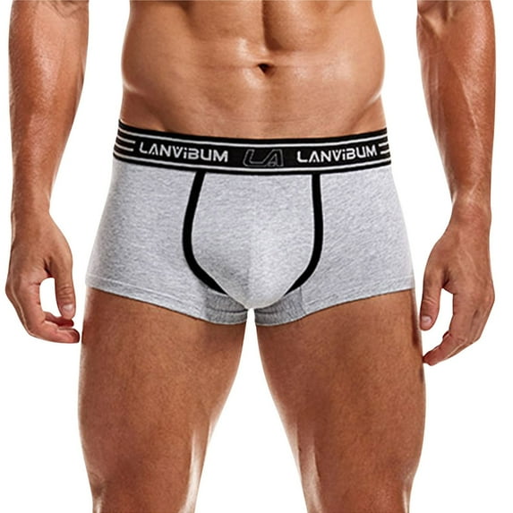 Gubotare Boxer Briefs Mens Breathable Underwear Cotton Boxer Briefs For Men Pack Elastic Soft Trunks,Gray XL
