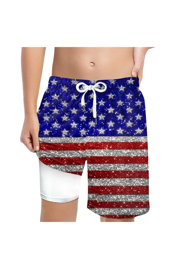 Boy American Flag Swim Trunk Boys' Swim Trunks Quick Dry Bathing Suit Trunks Swimwear Shorts for Boys (Navy,Size 6-7 Years)