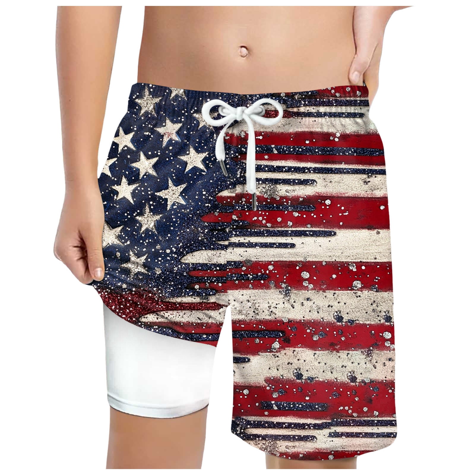 Boys American Flag Swim Trunks