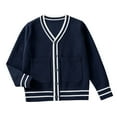 thumbnail image 1 of Gubotare Boy Cardigan Boys School Uniforms Cardigan Sweaters Kids Cable Knit V Neck Clothing Size 9-11 (Navy,9-11 Years), 1 of 4
